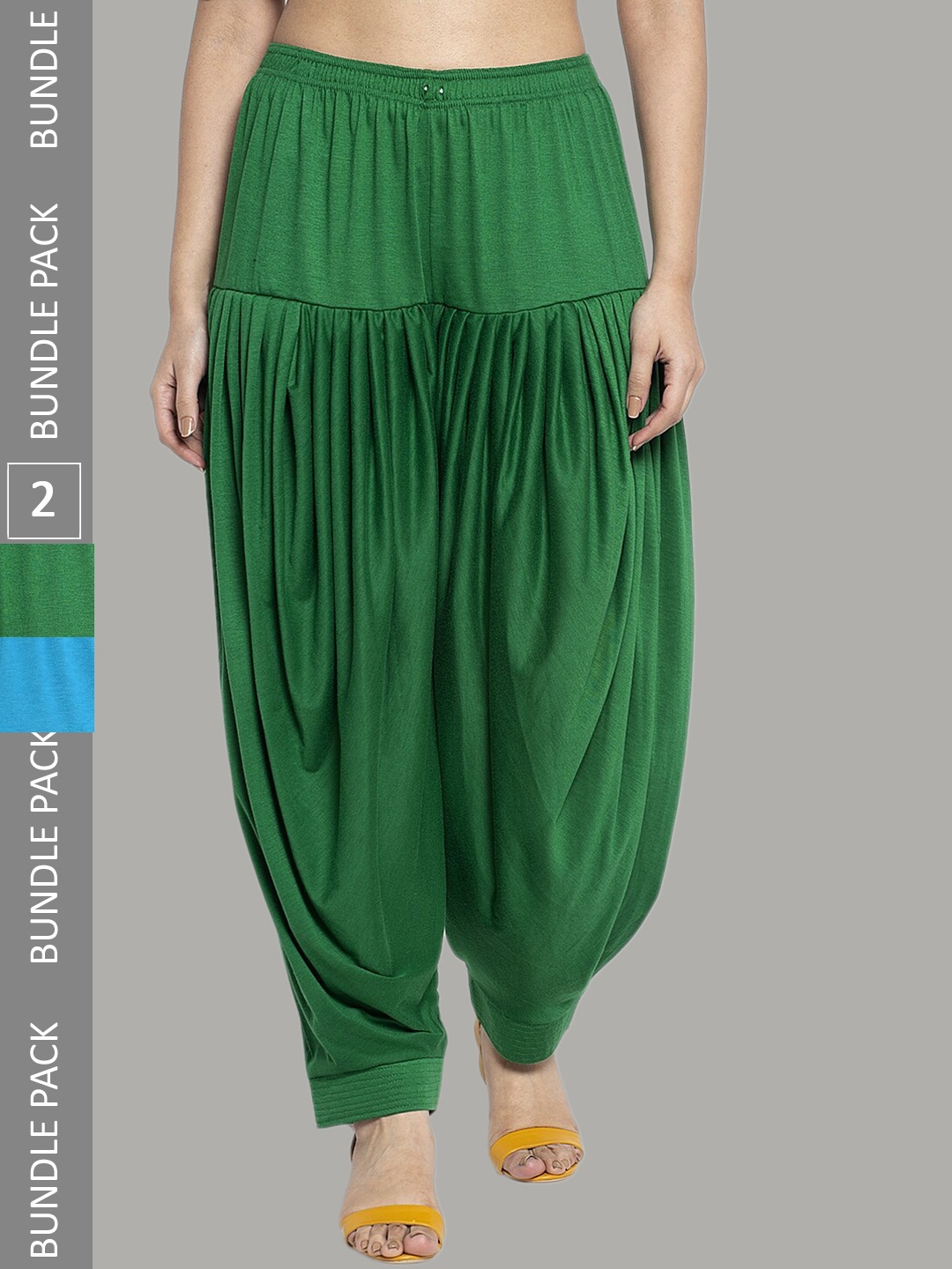 

GRACIT Pack of 2 Loose-Fit Patiala Salwar, Green
