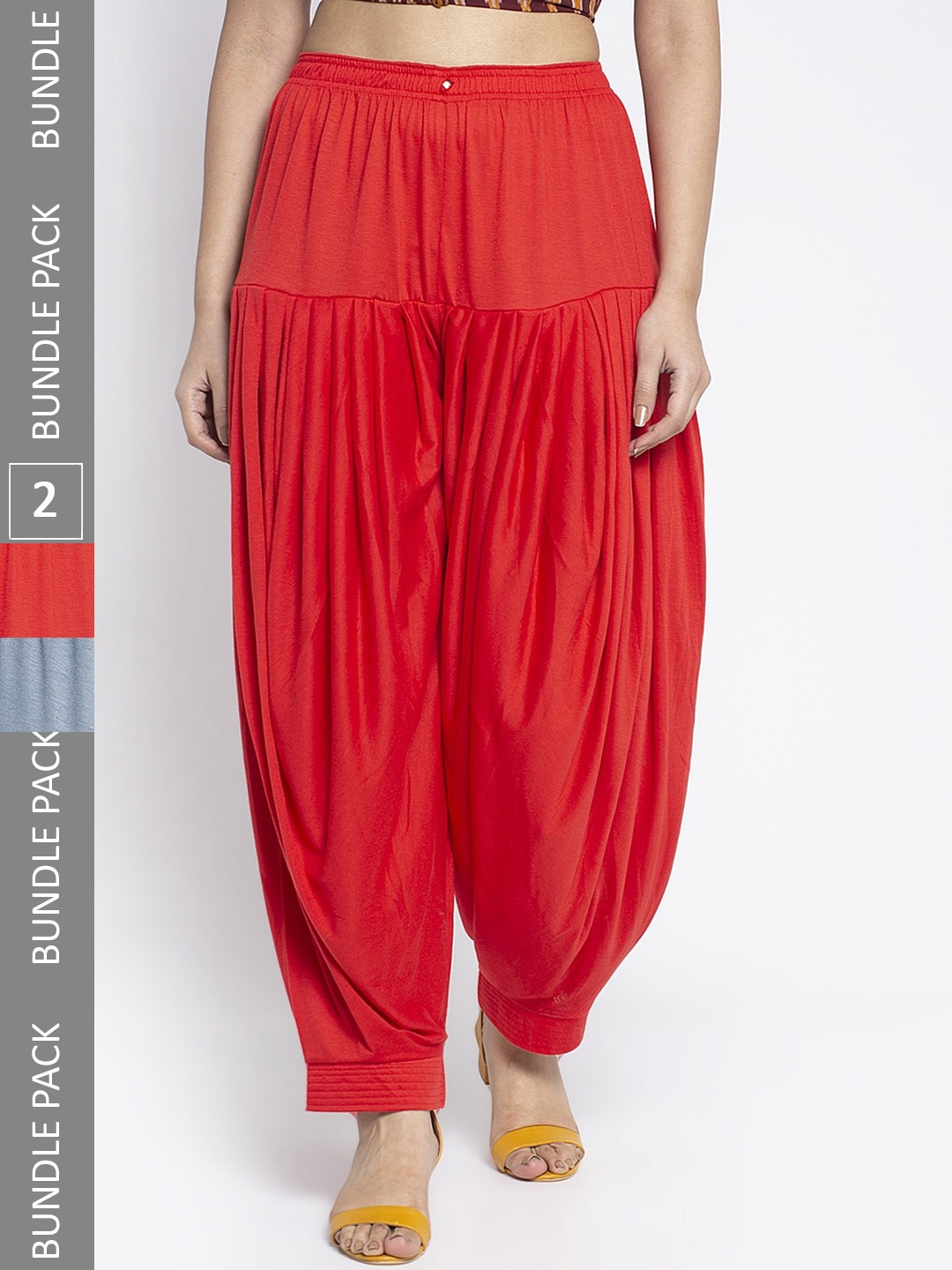 

GRACIT Pack of 2 Loose-Fit Patiala Salwar, Red
