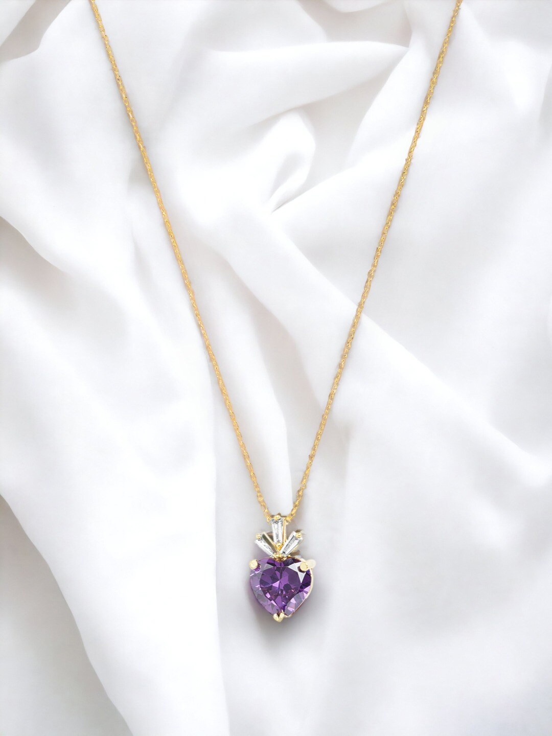 

DressBerry Purple Brass Gold-Plated Open Necklace