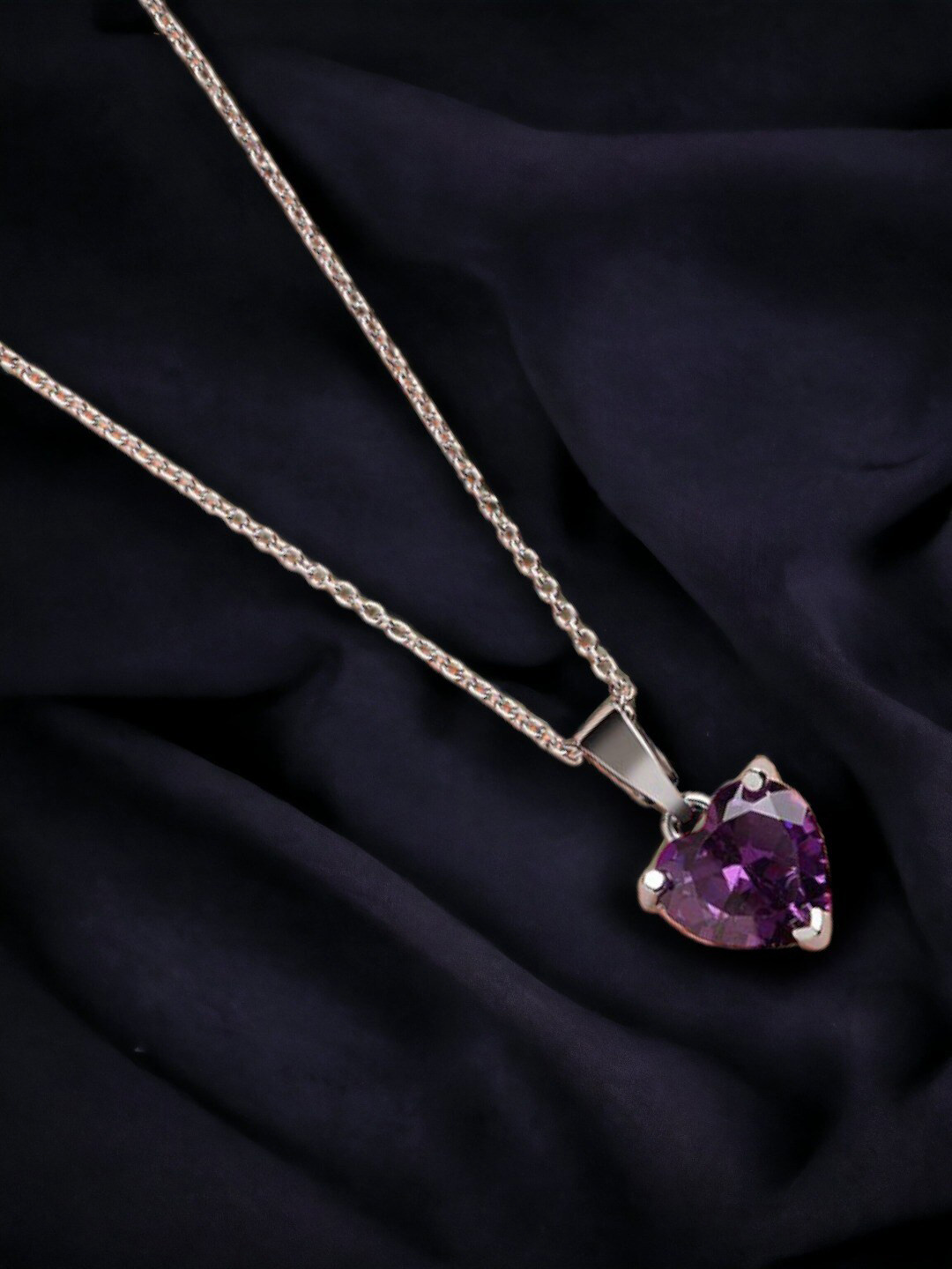 

DressBerry Purple Brass Silver-Plated Necklace