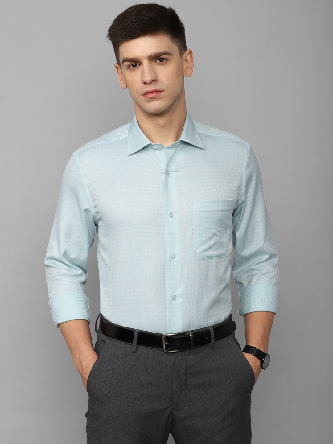 

Louis Philippe Gods & Kings Checked Giza Cotton Formal Shirt, Blue