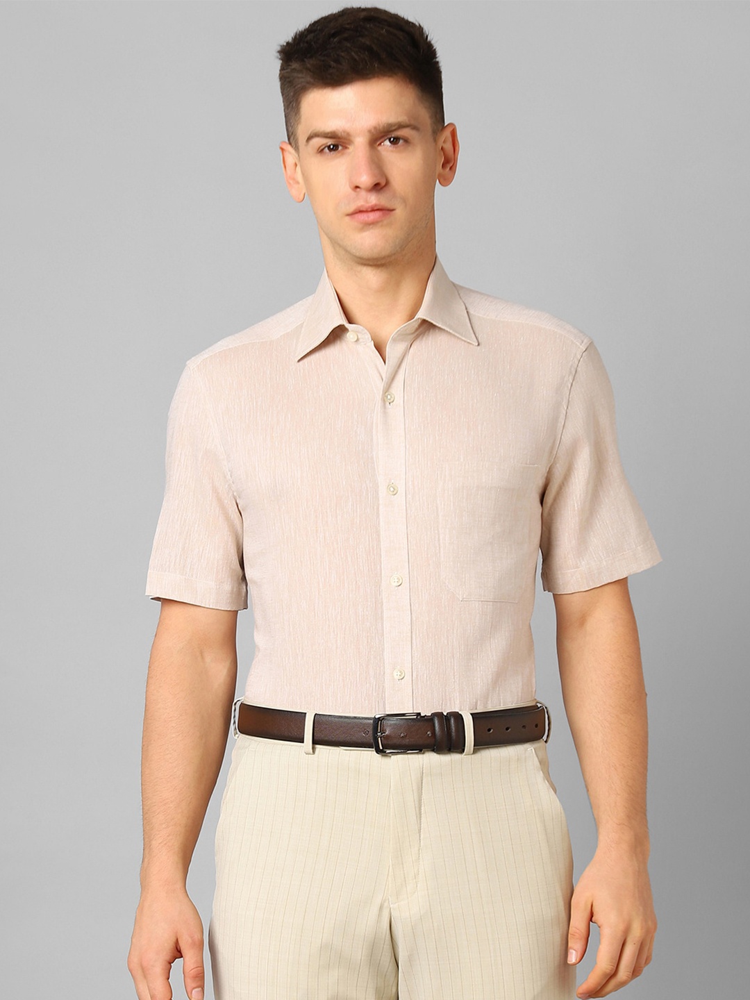 

Louis Philippe Linen Cotton Formal Shirt, Pink