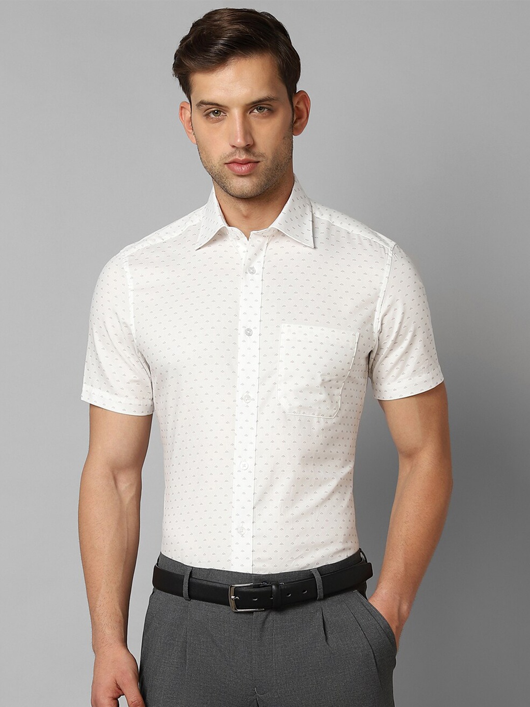 

Louis Philippe Floral Printed Pure Cotton Formal Shirt, White