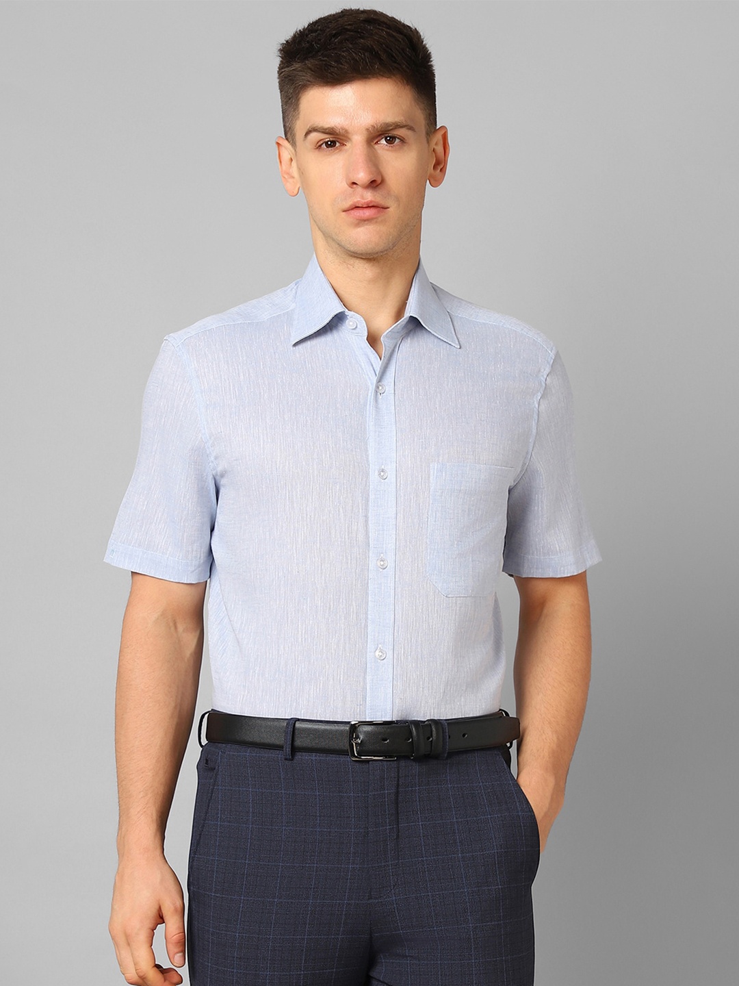 

Louis Philippe Linen Cotton Formal Shirt, Blue