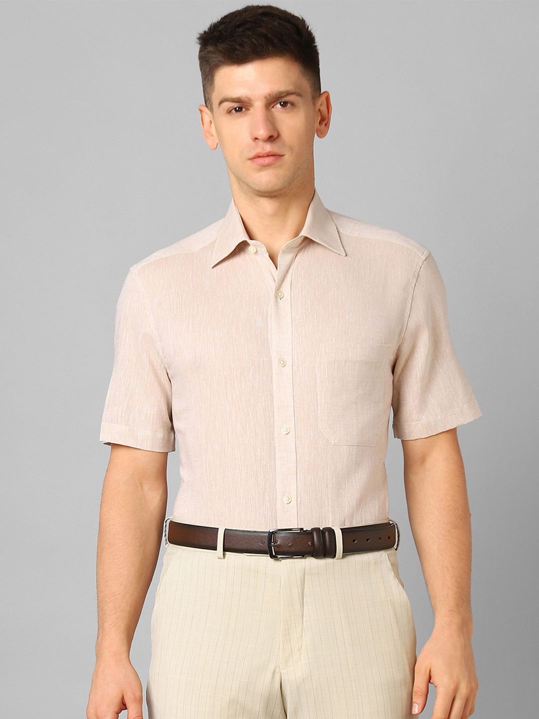 

Louis Philippe Linen Cotton Formal Shirt, Pink