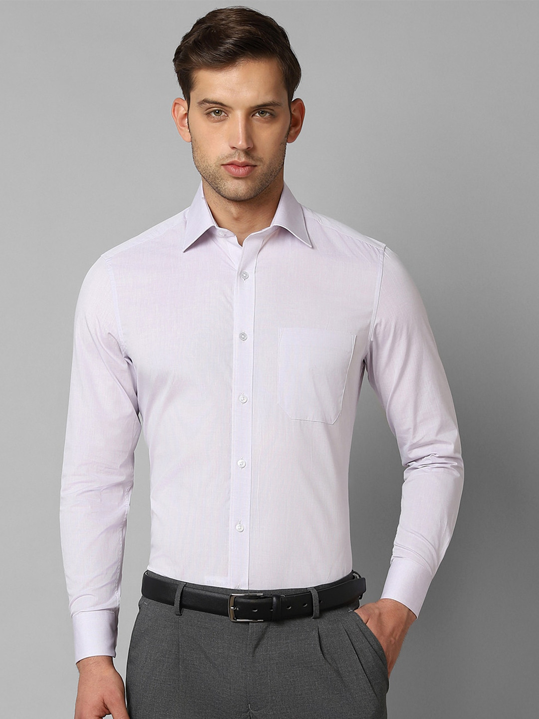 

Louis Philippe Opaque Pure Cotton Formal Shirt, Purple