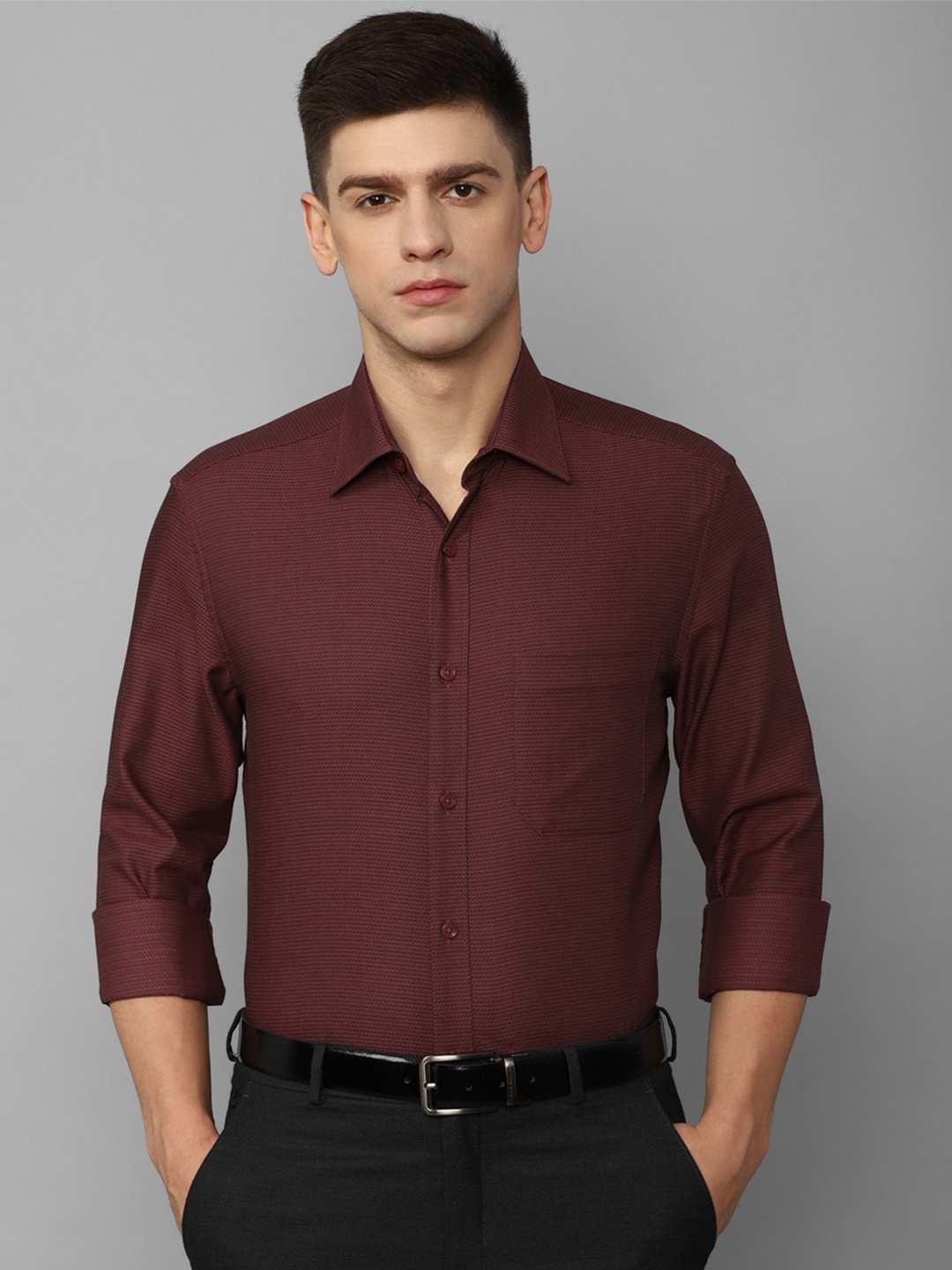 

Louis Philippe Spread Collar Casual Pure Cotton Shirt, Maroon