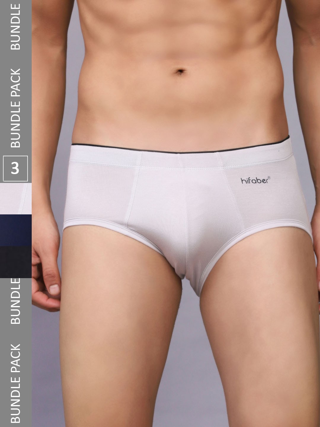 

Hifaber Men Pack Of 3 Mid-Rise Modal Hipster Briefs H0661 + H0665 + H0662_S, Navy blue