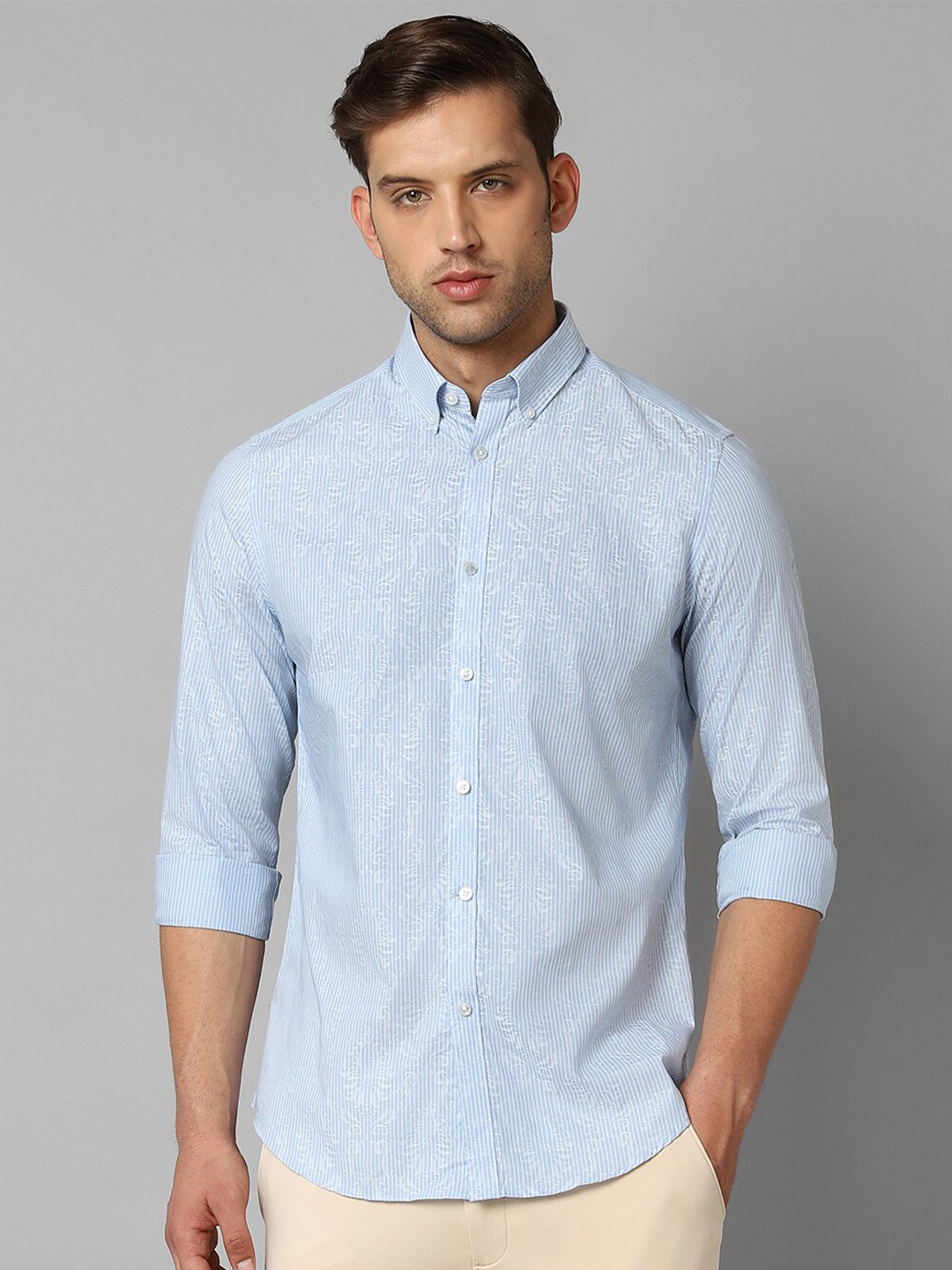 Louis Philippe Sport Men Floral Printed Cotton Opaque Casual Shirt, Blue