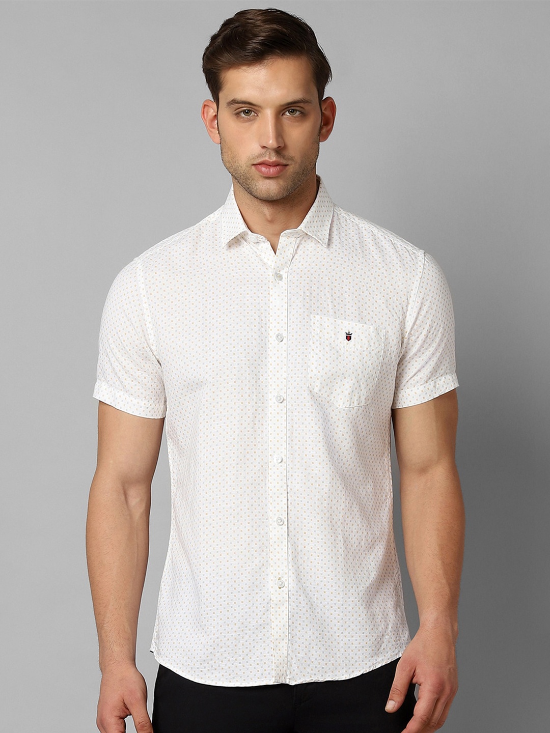 

Louis Philippe Sport Slim Fit Micro Ditsy Printed Casual Shirt, Cream