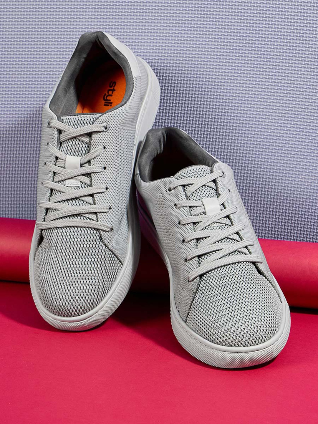 

Styli Textured Lace Up Casual Shoes, Grey
