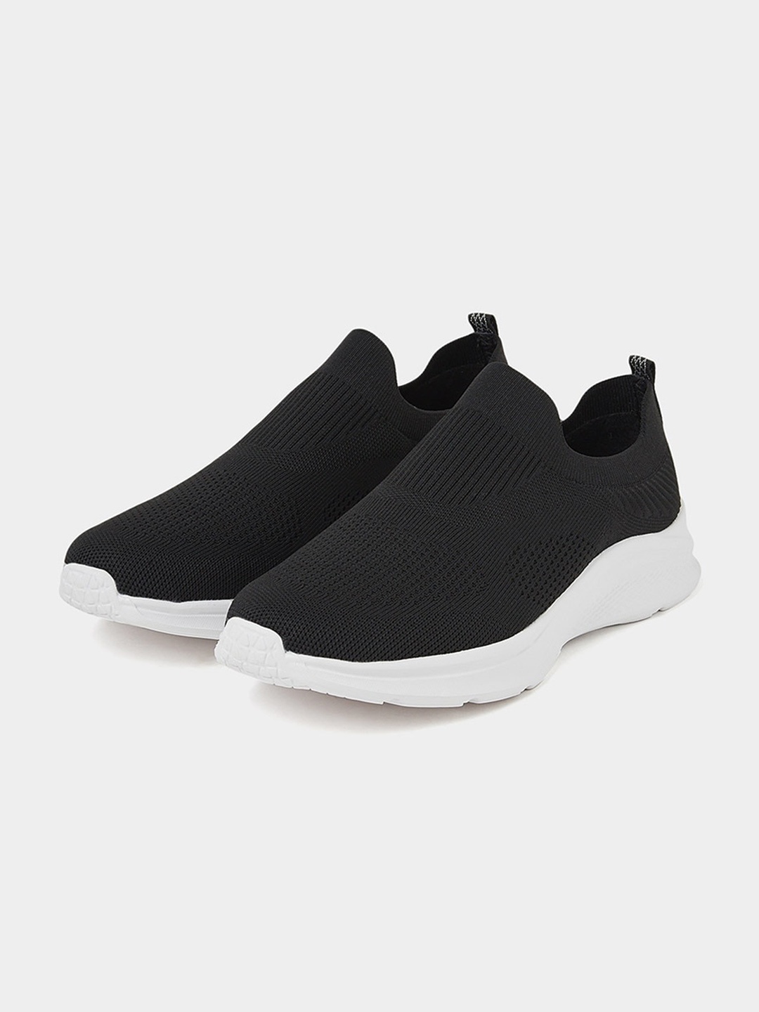 

Styli Men Black Woven Design Slip-On Sneakers