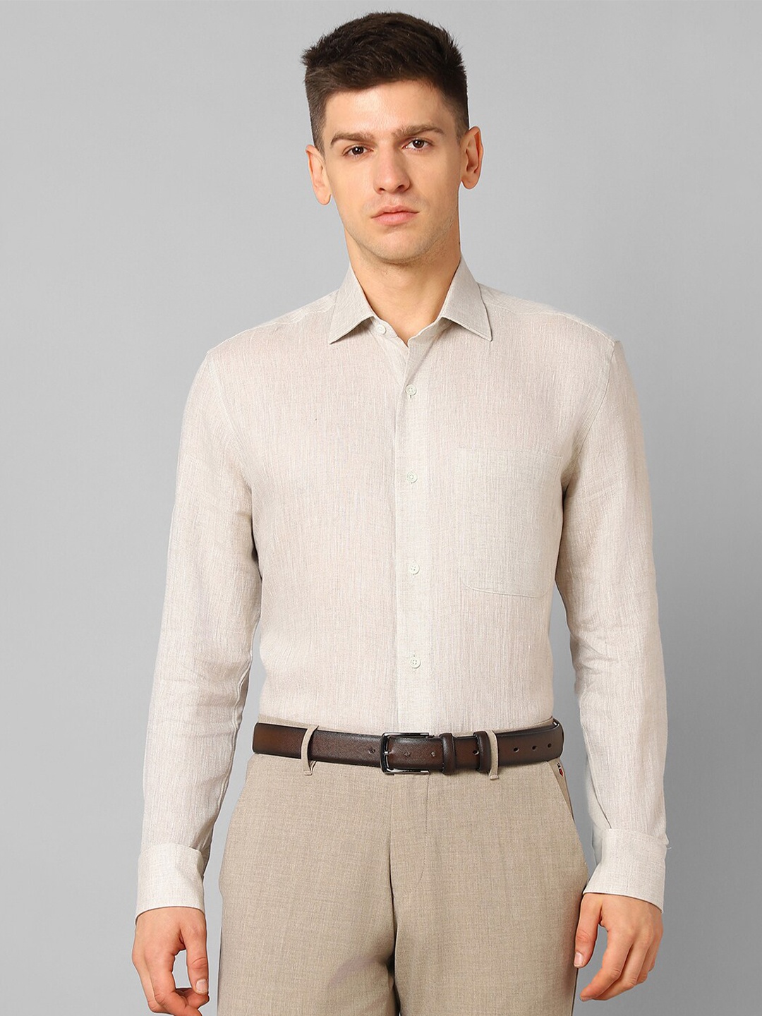 

Luxure by Louis Philippe Men Cream-Coloured Opaque Casual Shirt