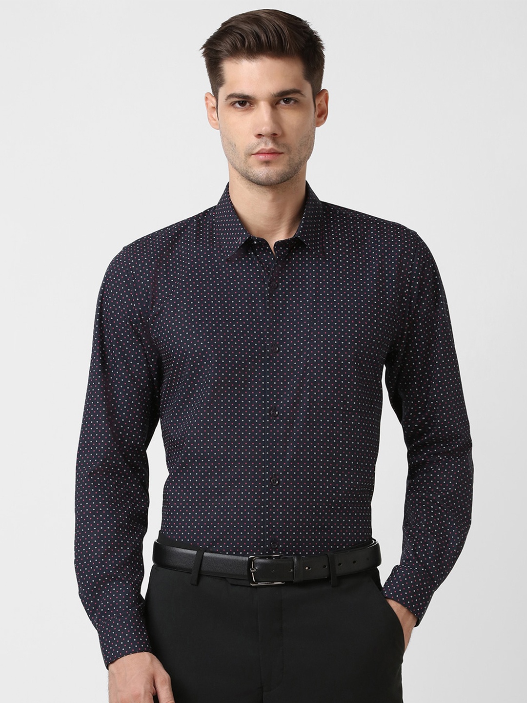 

Peter England Micro Ditsy Printed Pure Cotton Formal Shirt, Black
