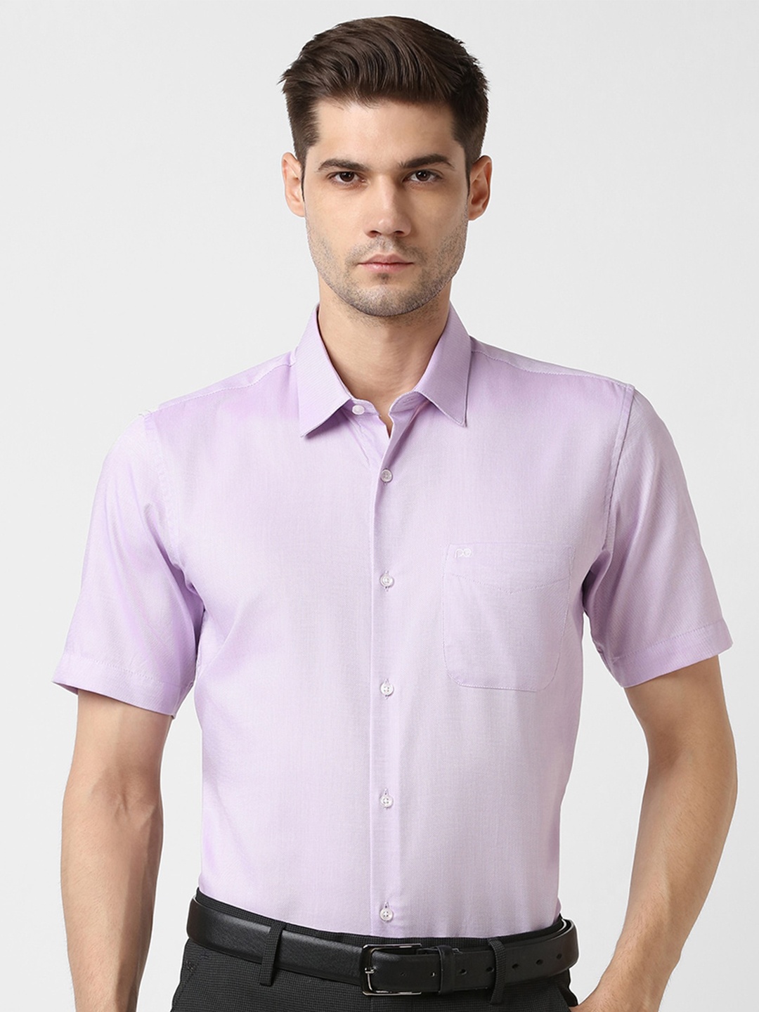 

Peter England Spread Collar Pure Cotton Formal Shirt, Purple