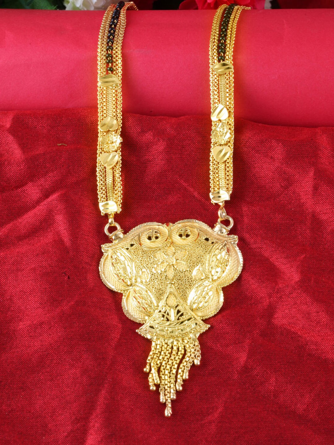 

MEENAZ Gold-Plated Beaded Mangalsutra
