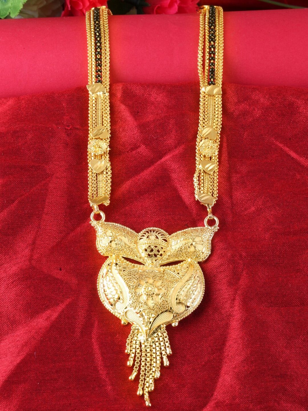 

MEENAZ Gold-Plated Beaded Mangalsutra