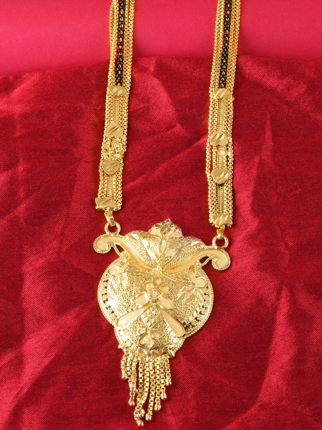 

MEENAZ Gold-Plated Beaded Mangalsutra