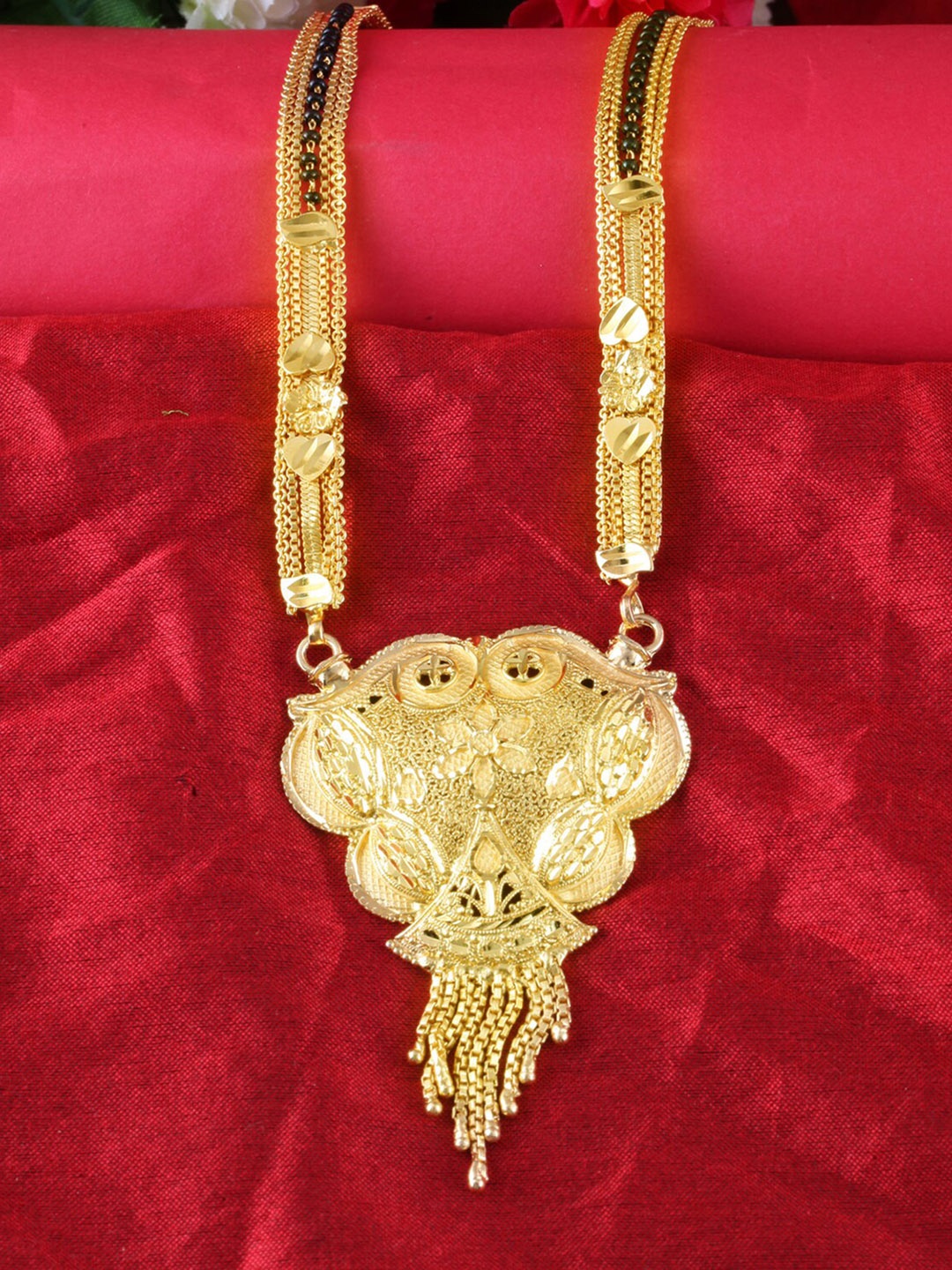 

MEENAZ Gold-Plated Beaded Mangalsutra