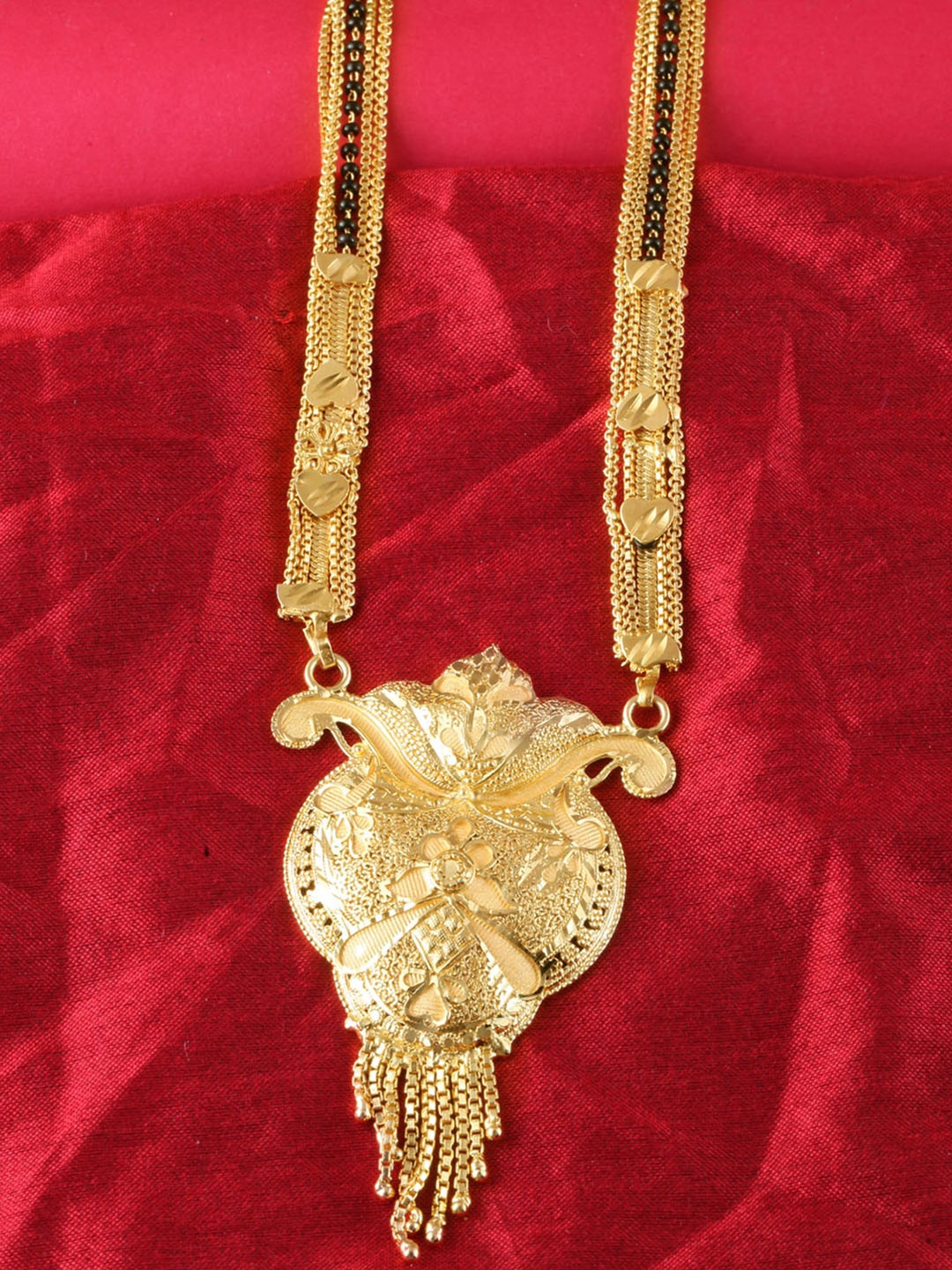 

MEENAZ Gold-Plated Beaded Mangalsutra