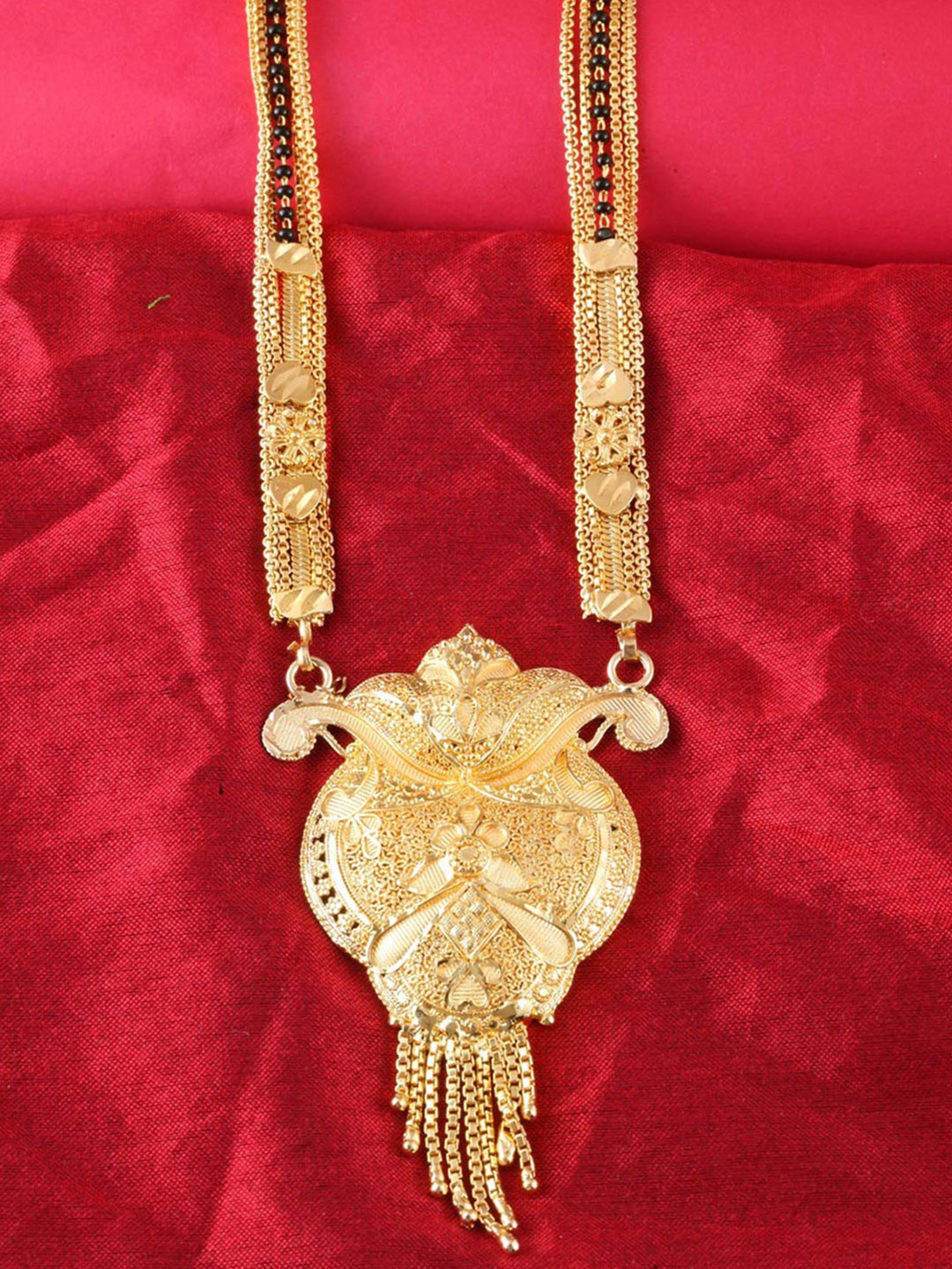 

MEENAZ Gold-Plated Beaded Mangalsutra