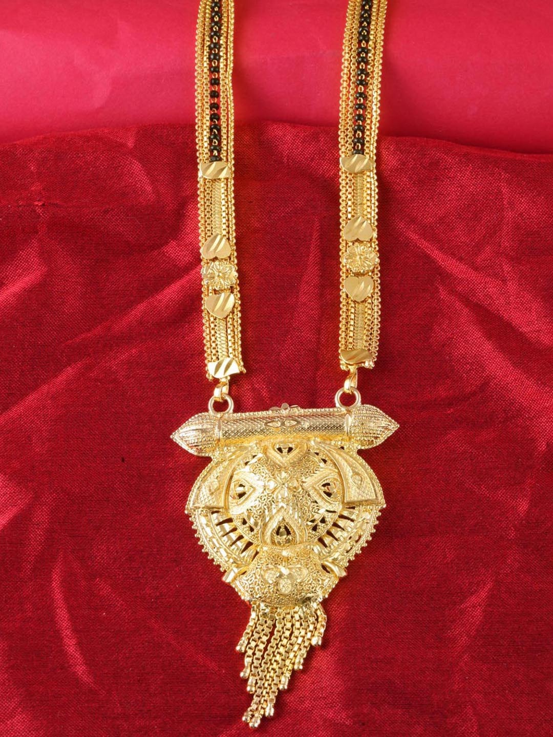 

MEENAZ Gold-Plated Beaded Mangalsutra