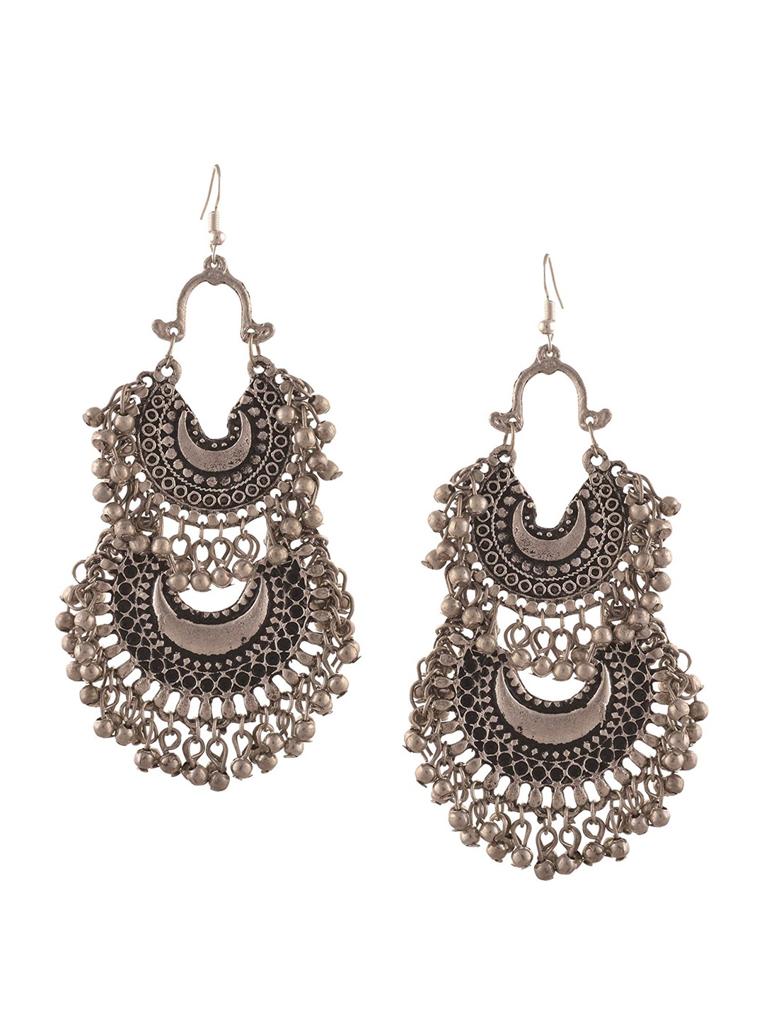 

Crunchy Fashion Silver-Plated Contemporary Chandbalis