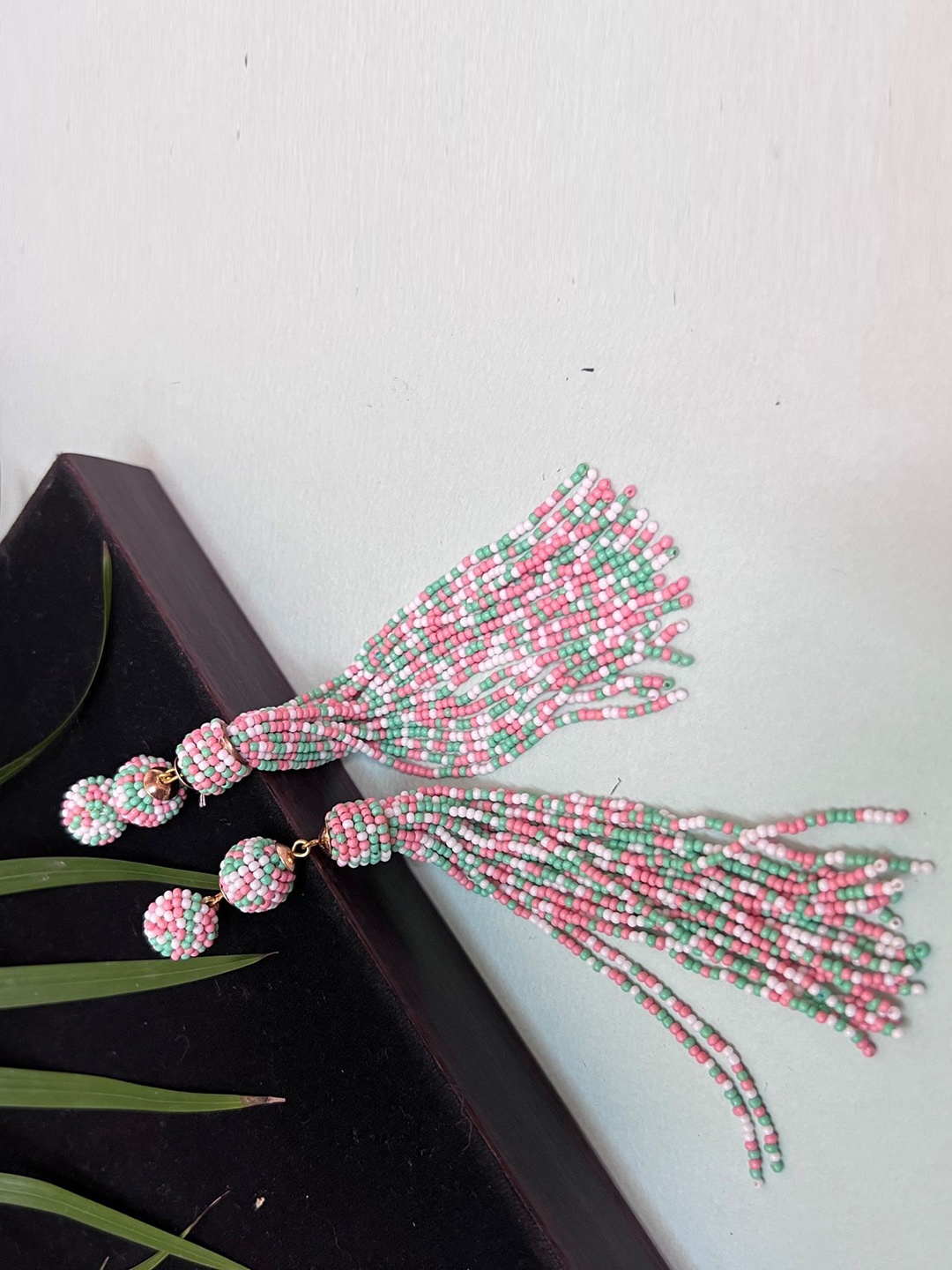 

Crunchy Fashion Contemporary Beaded Jhumkas Earrings, Pink