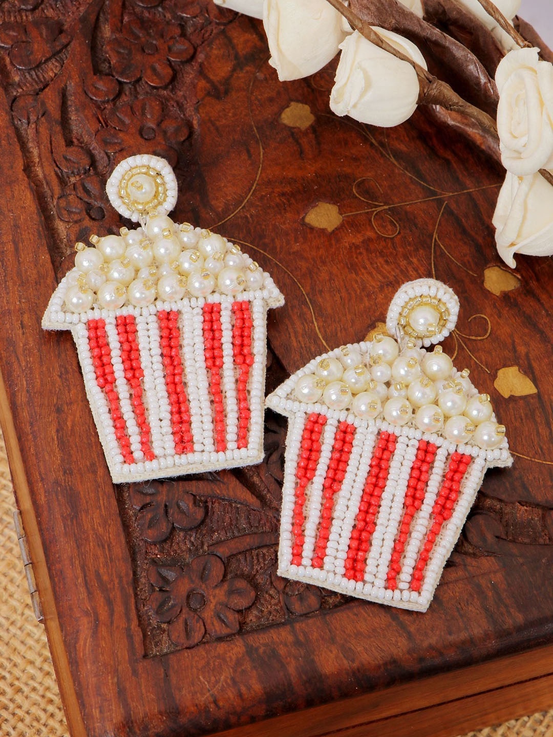 

Crunchy Fashion Beaded Drop Earrings, White