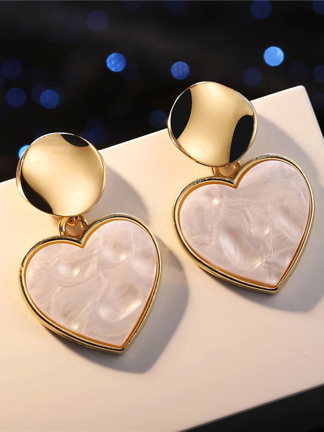 

Crunchy Fashion Gold-Plated Heart Shaped Drop Earrings
