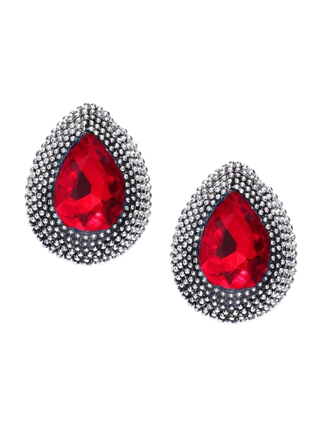 

Crunchy Fashion Silver-Plated Stone Studded Contemporary Studs Earrings