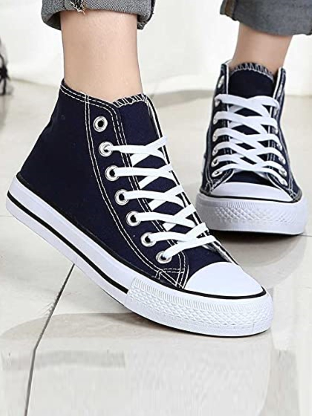 

CASSIEY Women Lightweight Canvas Basics Sneakers, Navy blue