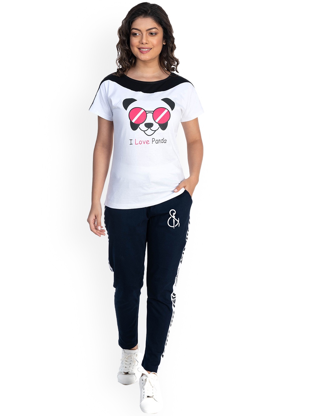 

StyleAOne Printed Pure Cotton T-Shirt & Trousers, White