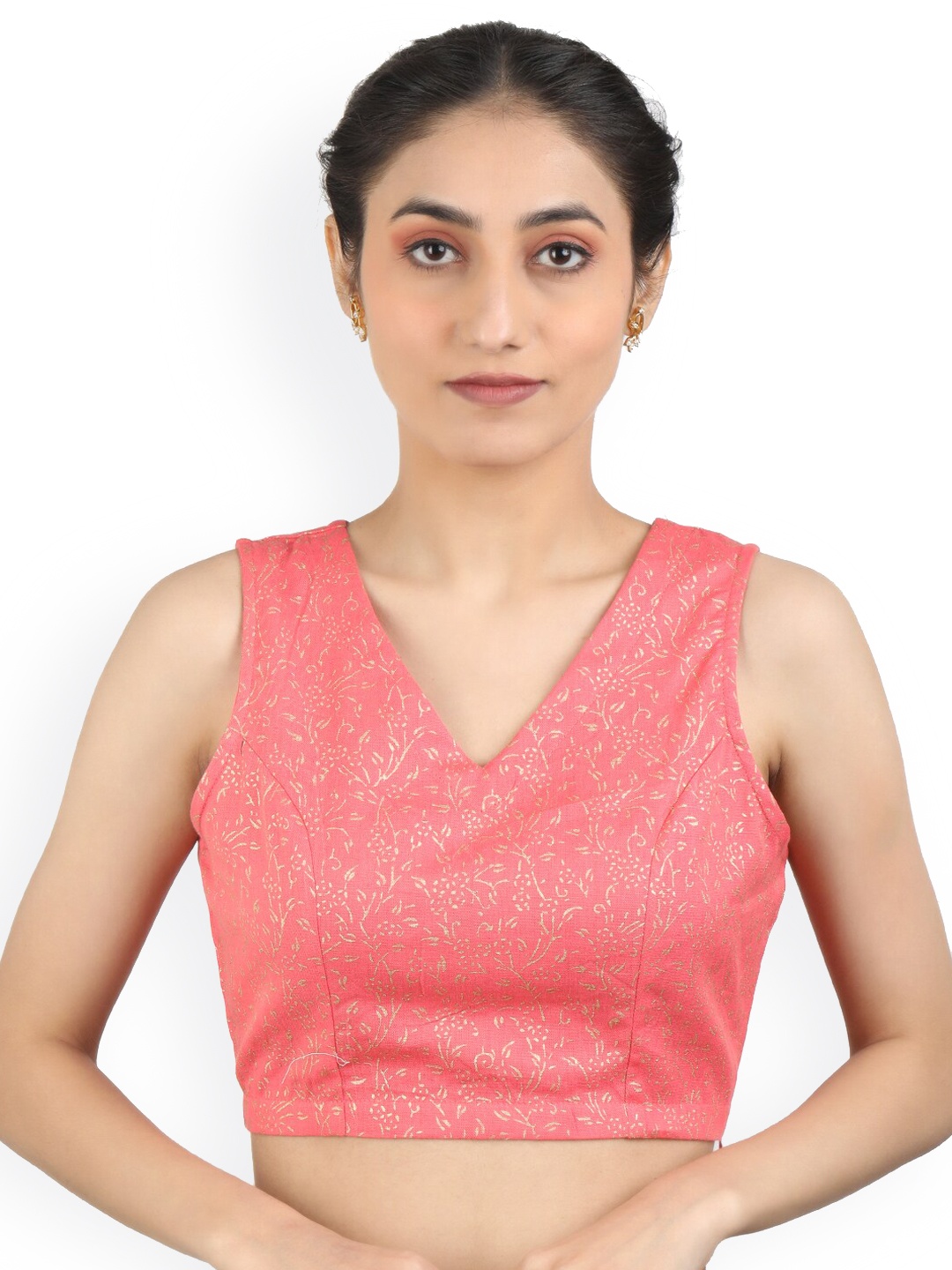 

Llajja Printed Pure Cotton Saree Blouse, Pink