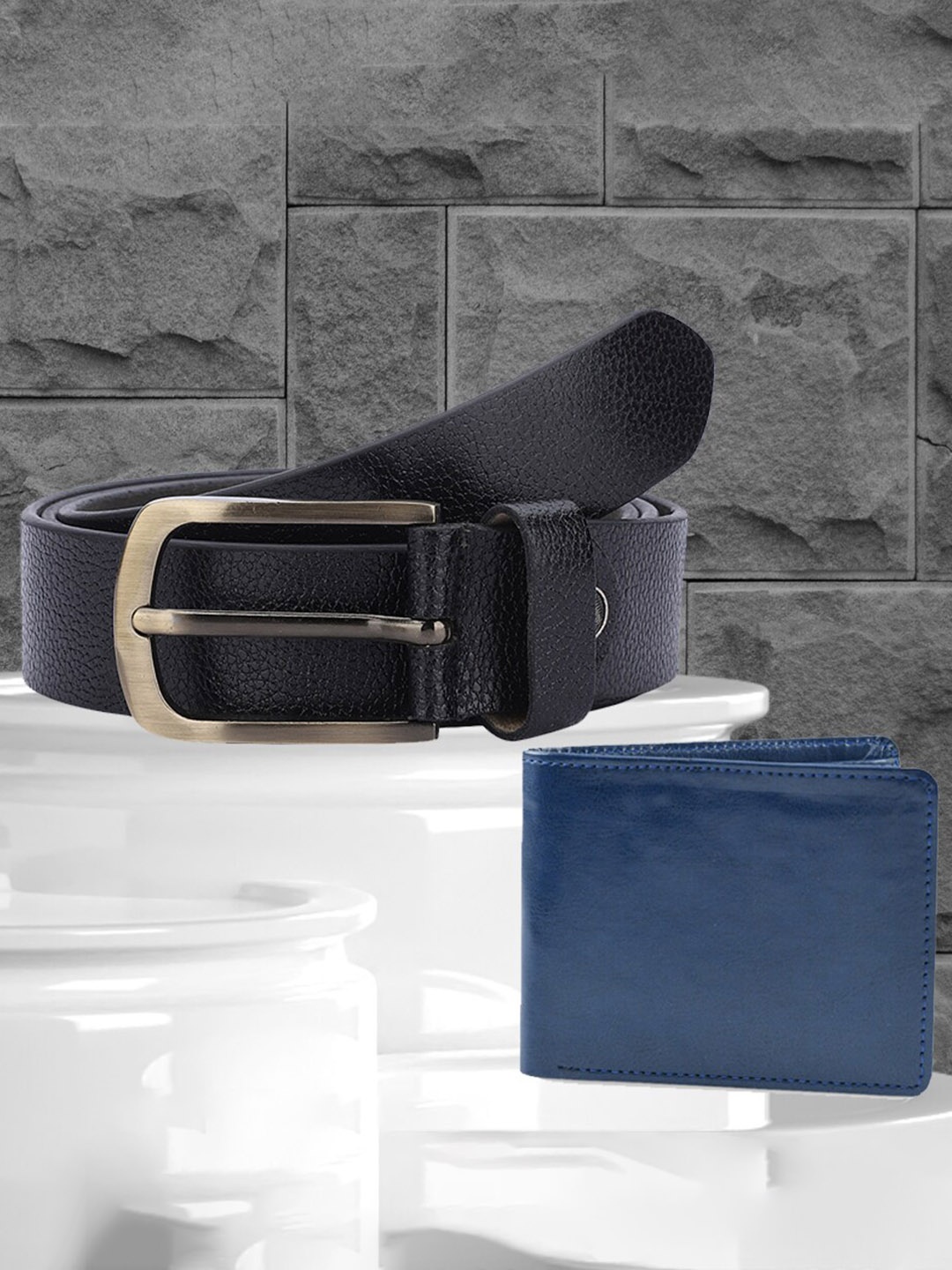 

Kastner Men Black & Blue Leather Belt And Wallet Accessory Gift Set