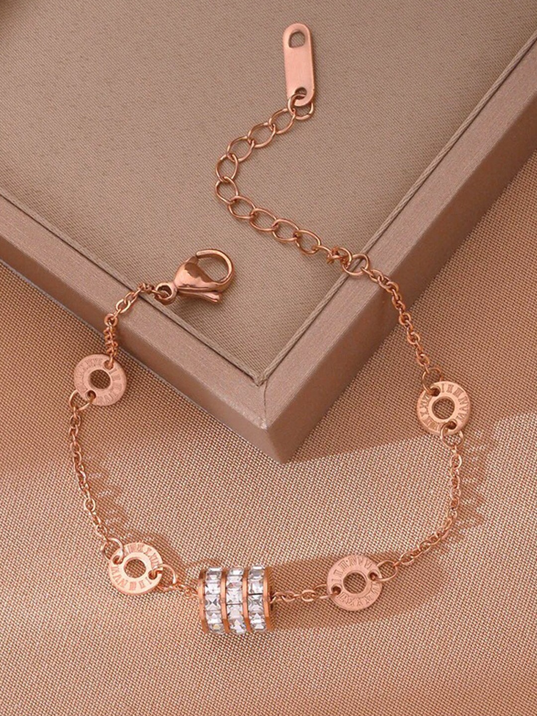 

Jewels Galaxy Rose Gold-Plated Cubic Zirconia-Studded Link Bracelet