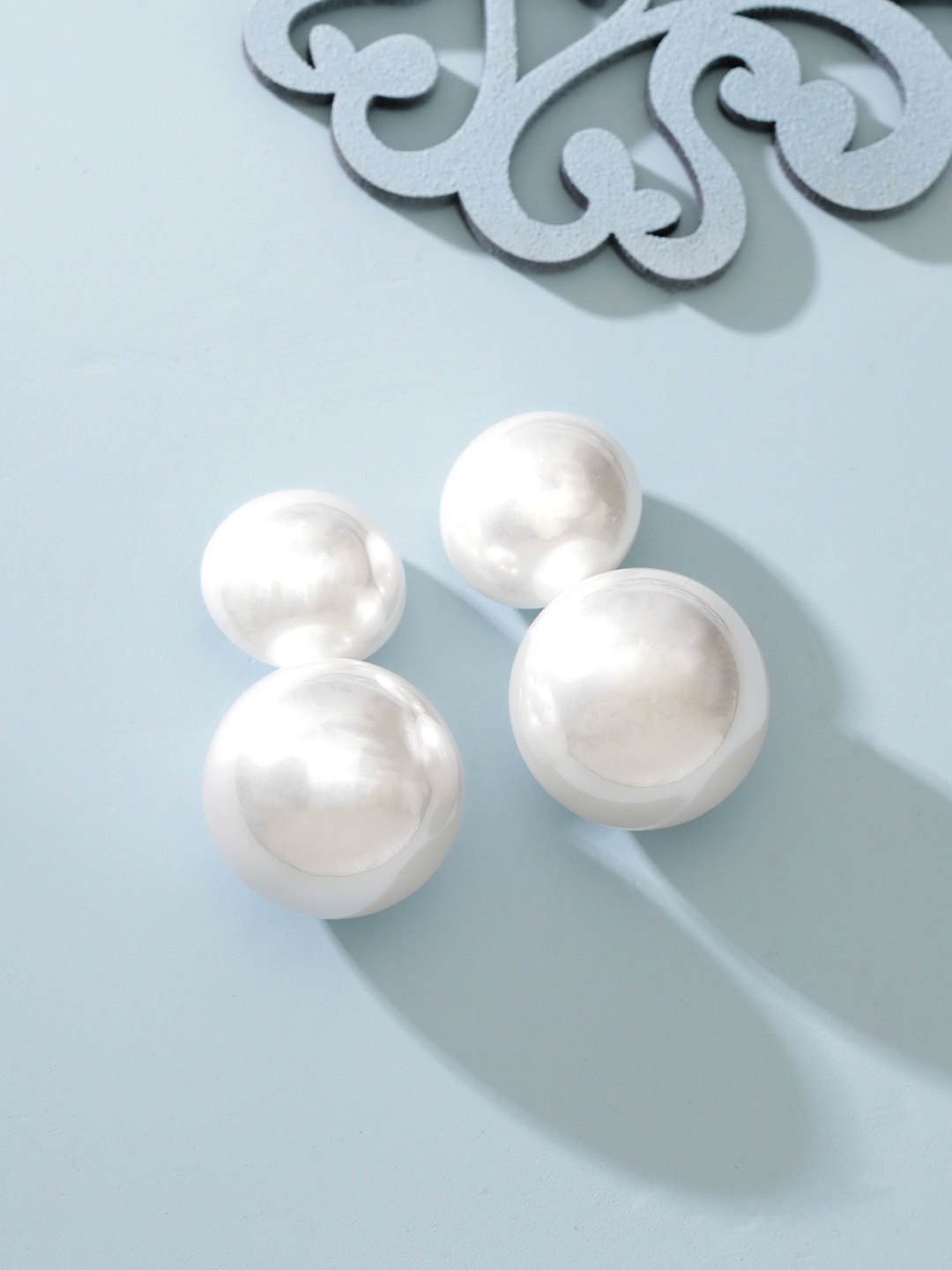 

Rubans Voguish Pearls Circular Drop Earrings, White