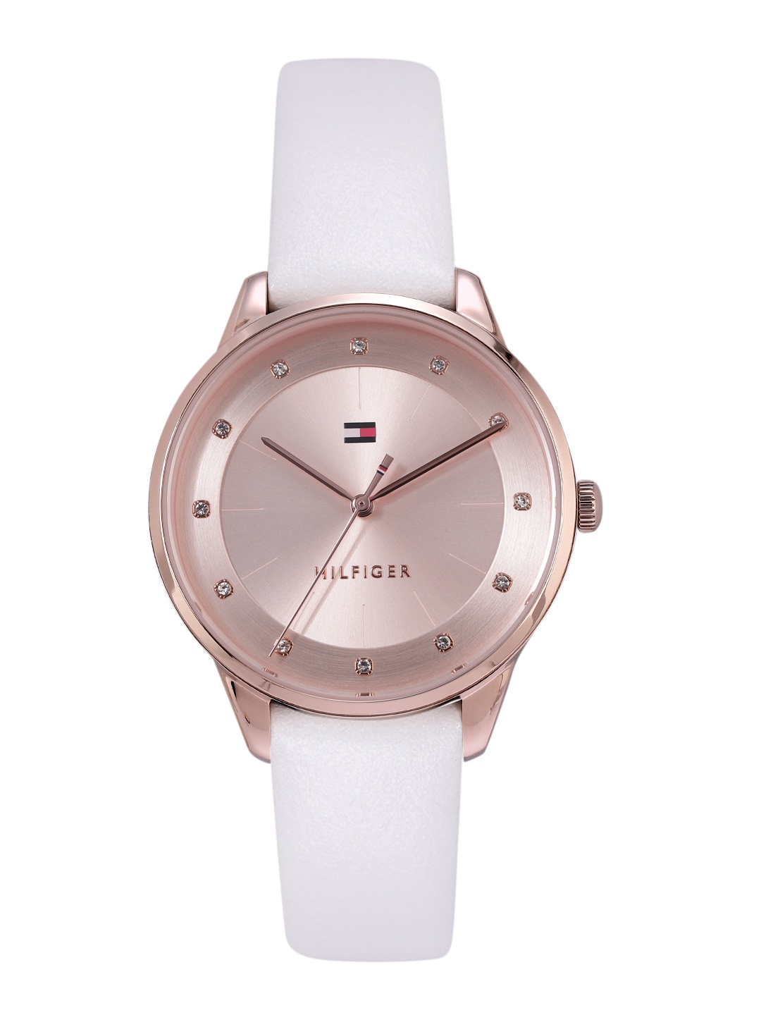 

Tommy Hilfiger Women Embellished Dial & Leather Straps Analogue Watch TH1782543W, Rose gold