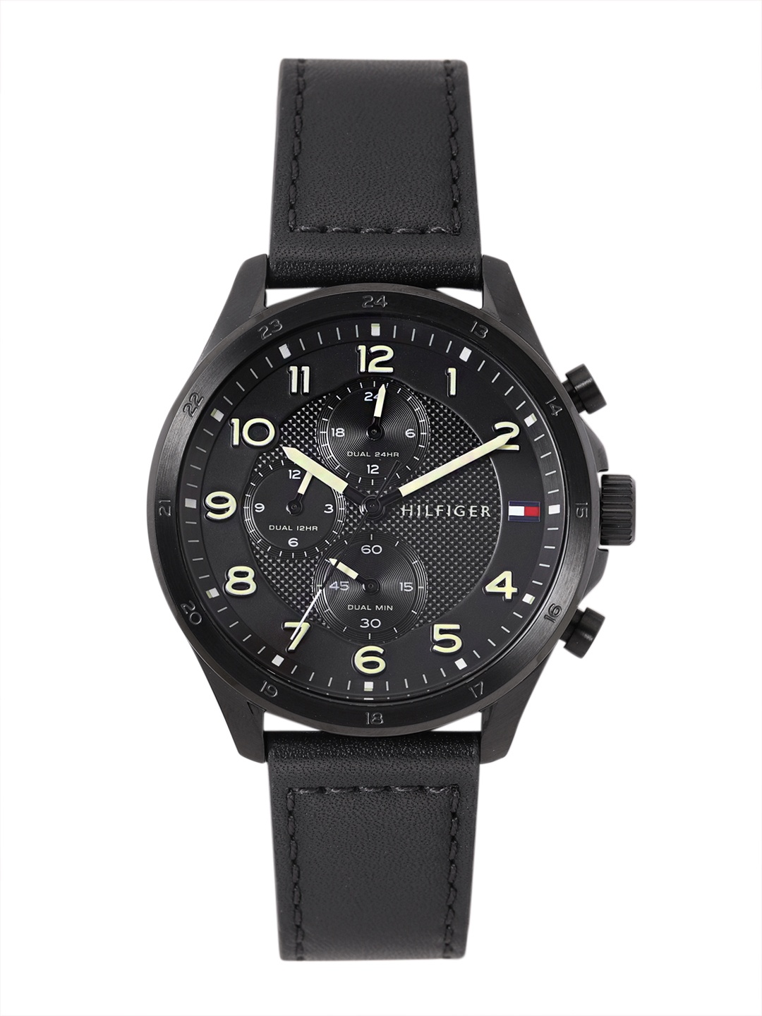 

Tommy Hilfiger Men Leather Analogue Chronograph Watch TH1792004W, Black