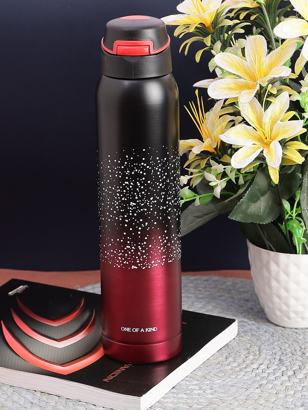 

PASSION PETALS Red & Black Plastic Water Bottle 500ml