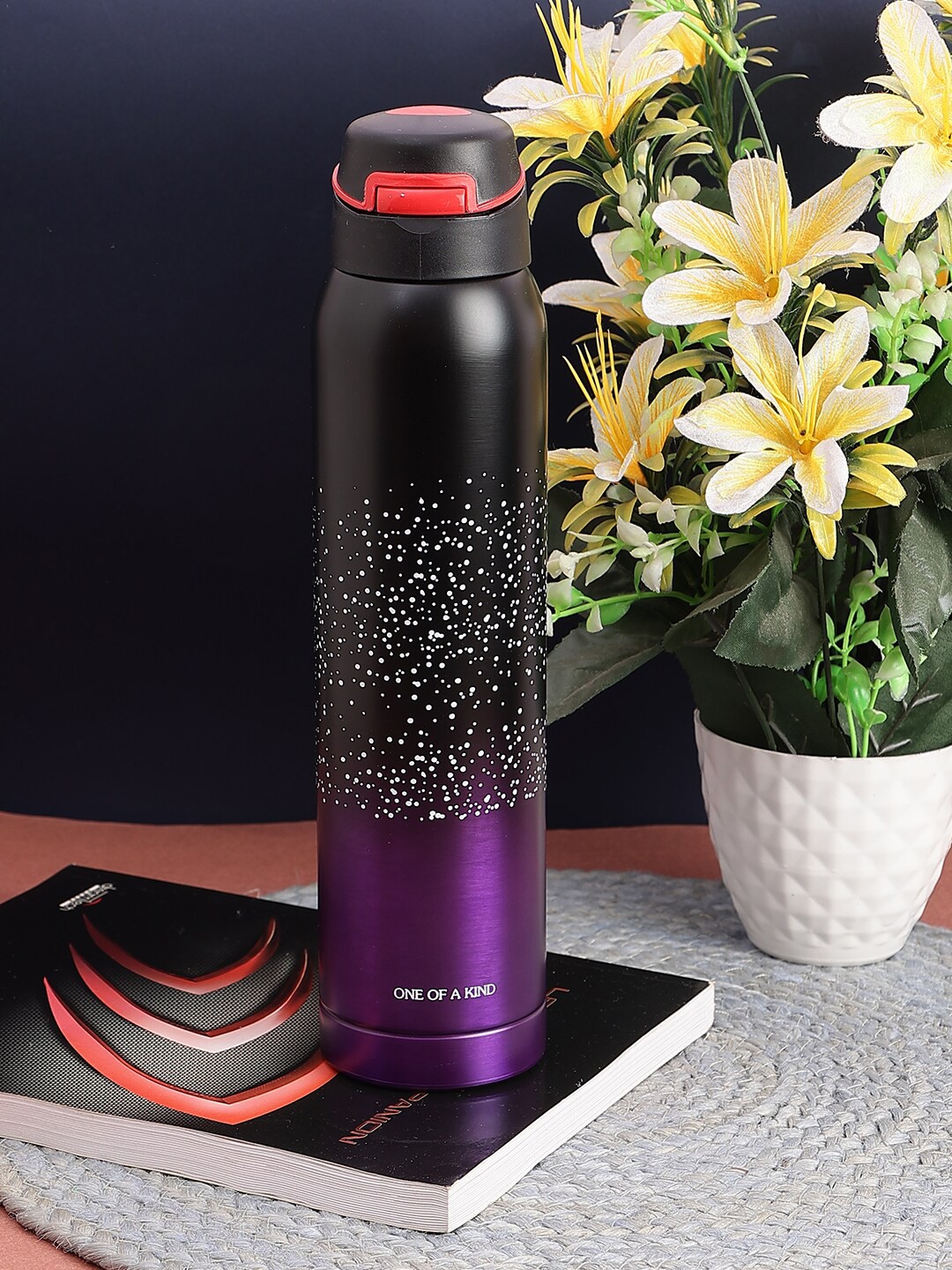 

PASSION PETALS Purple & Black Printed Stainless Steel Water Bottle 500 ml