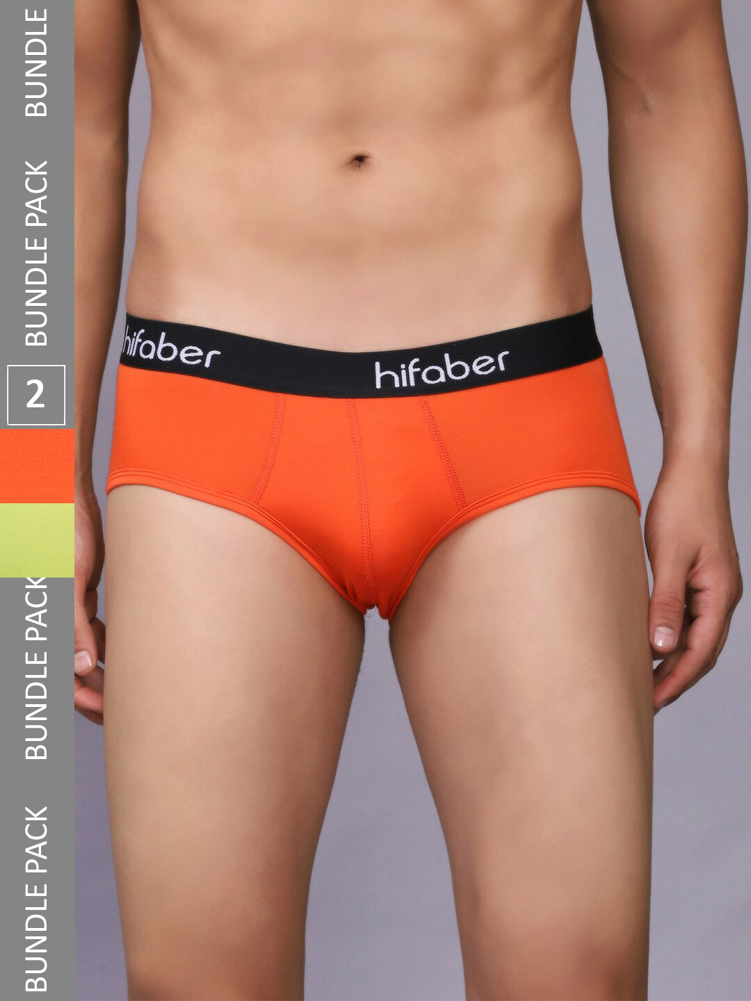 

Hifaber Men Pack Of 2 Anti-Bacterial Hipster Briefs H0682 + H0795_S, Orange