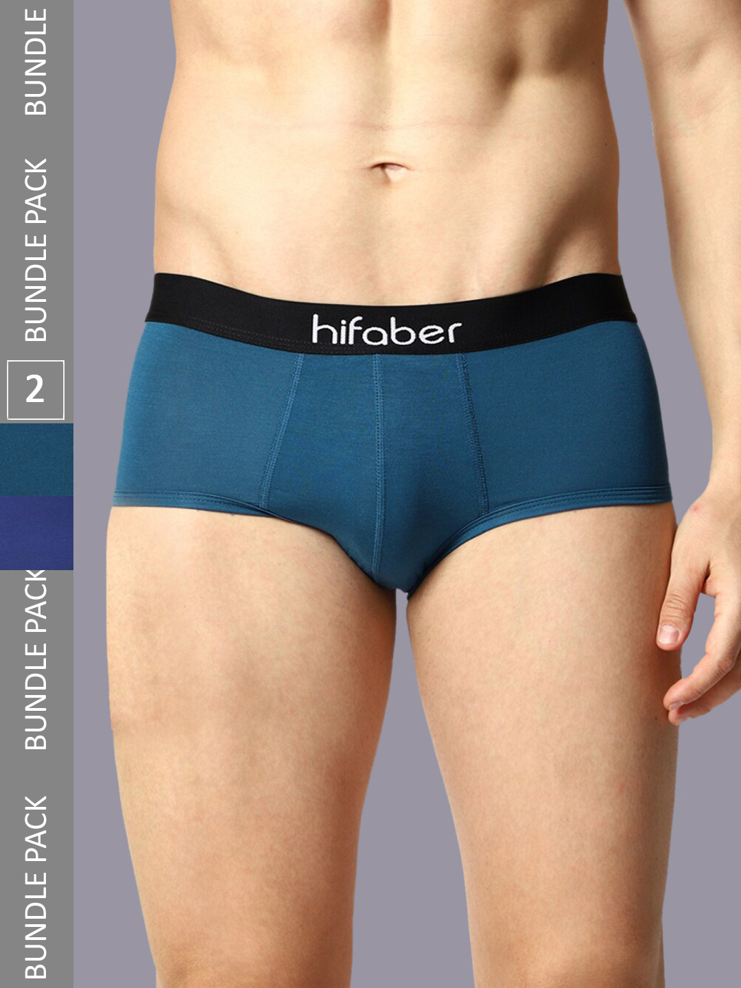 

Hifaber Men Pack Of 2 Anti-Bacterial Extreme Flex Fabric Hipster Briefs, Turquoise blue