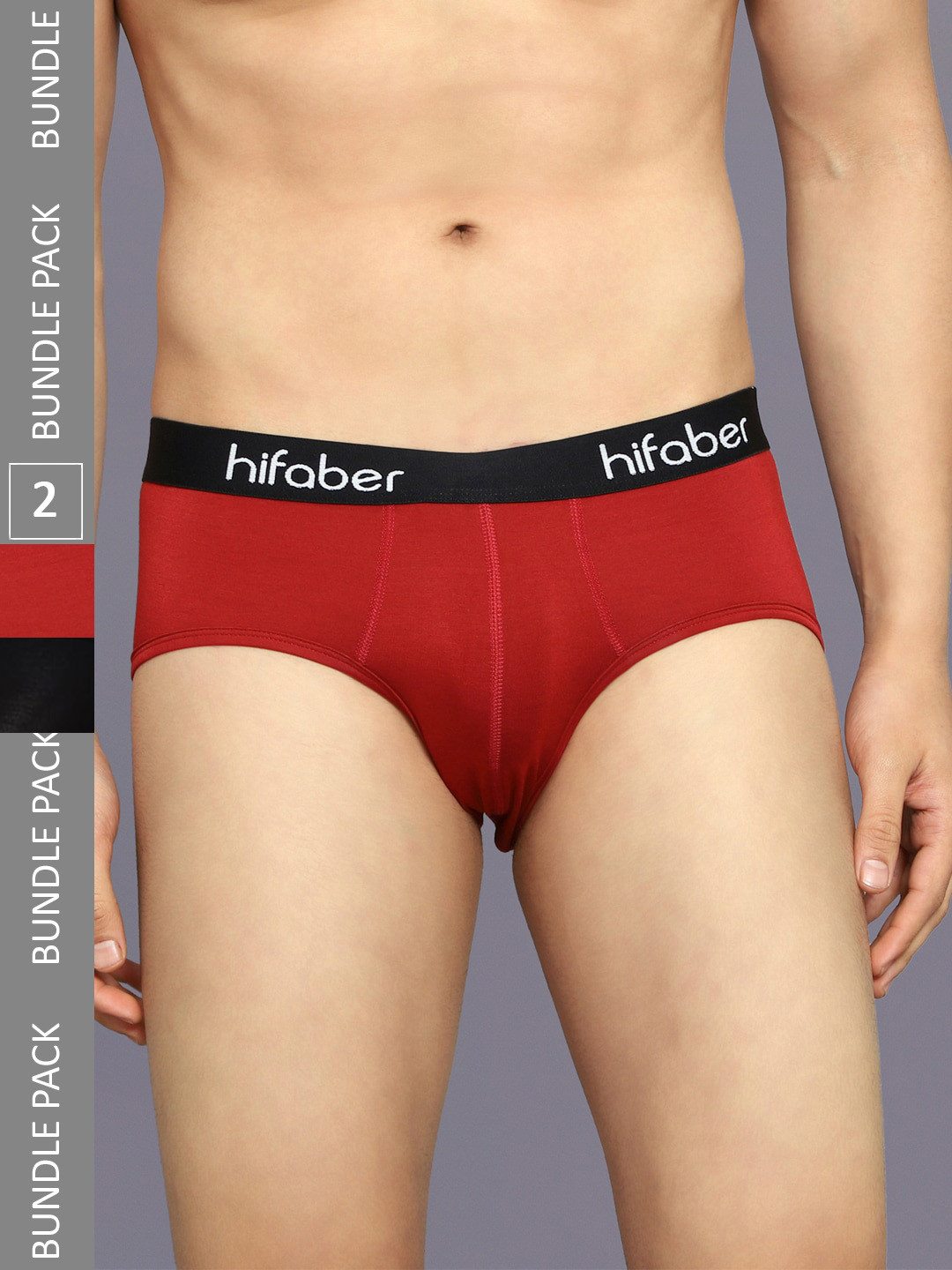 

Hifaber Men Pack Of 2 Anti-Bacterial Hipster Briefs H0666 + H0671_S, Black