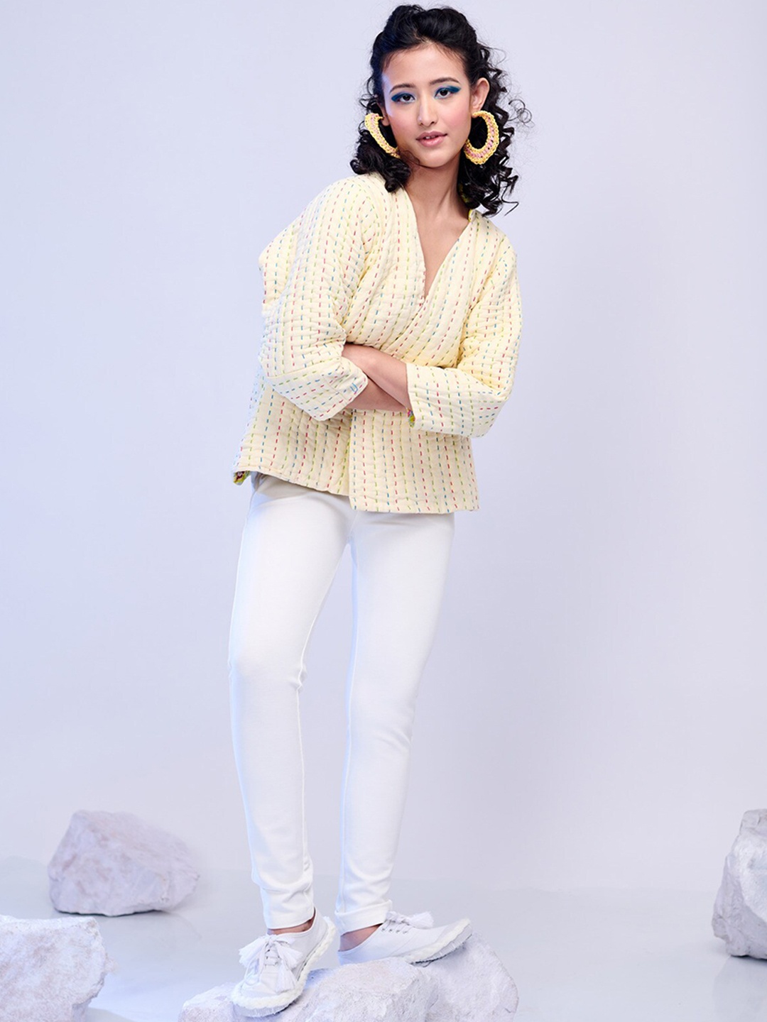

Zanaash Abstract Printed Cotton Tailored Jacket, Yellow