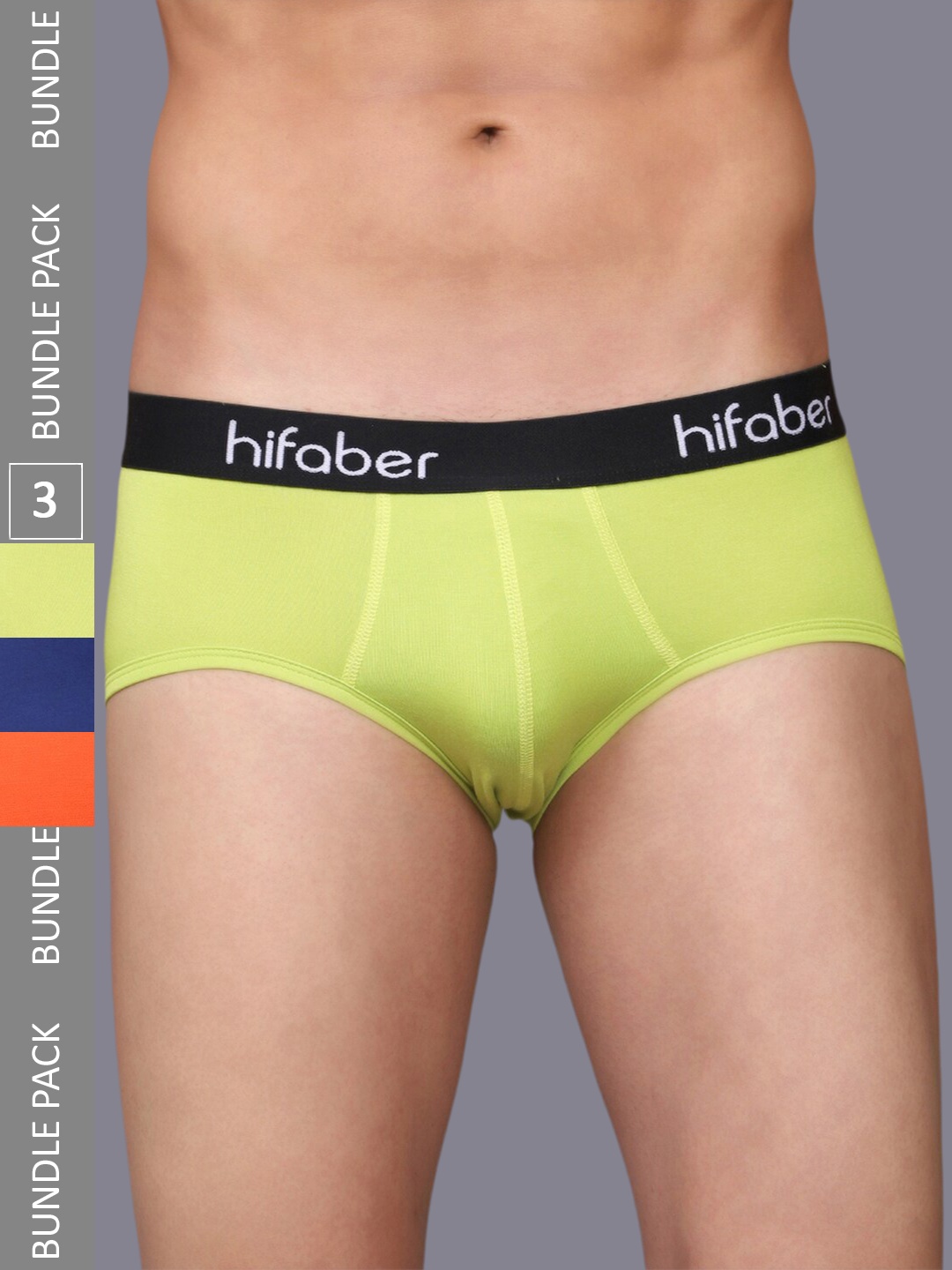 

Hifaber Men Pack Of 3 Mid-Rise Modal Hipster Briefs H0795 + H0682 + H0669_S, Yellow