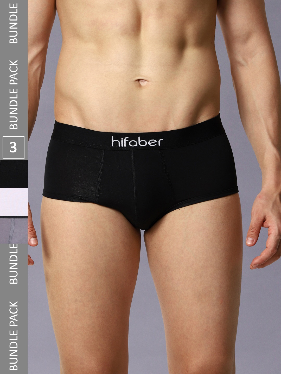 

Hifaber Men Pack Of 3 Anti-Bacterial Hipster Briefs, Black