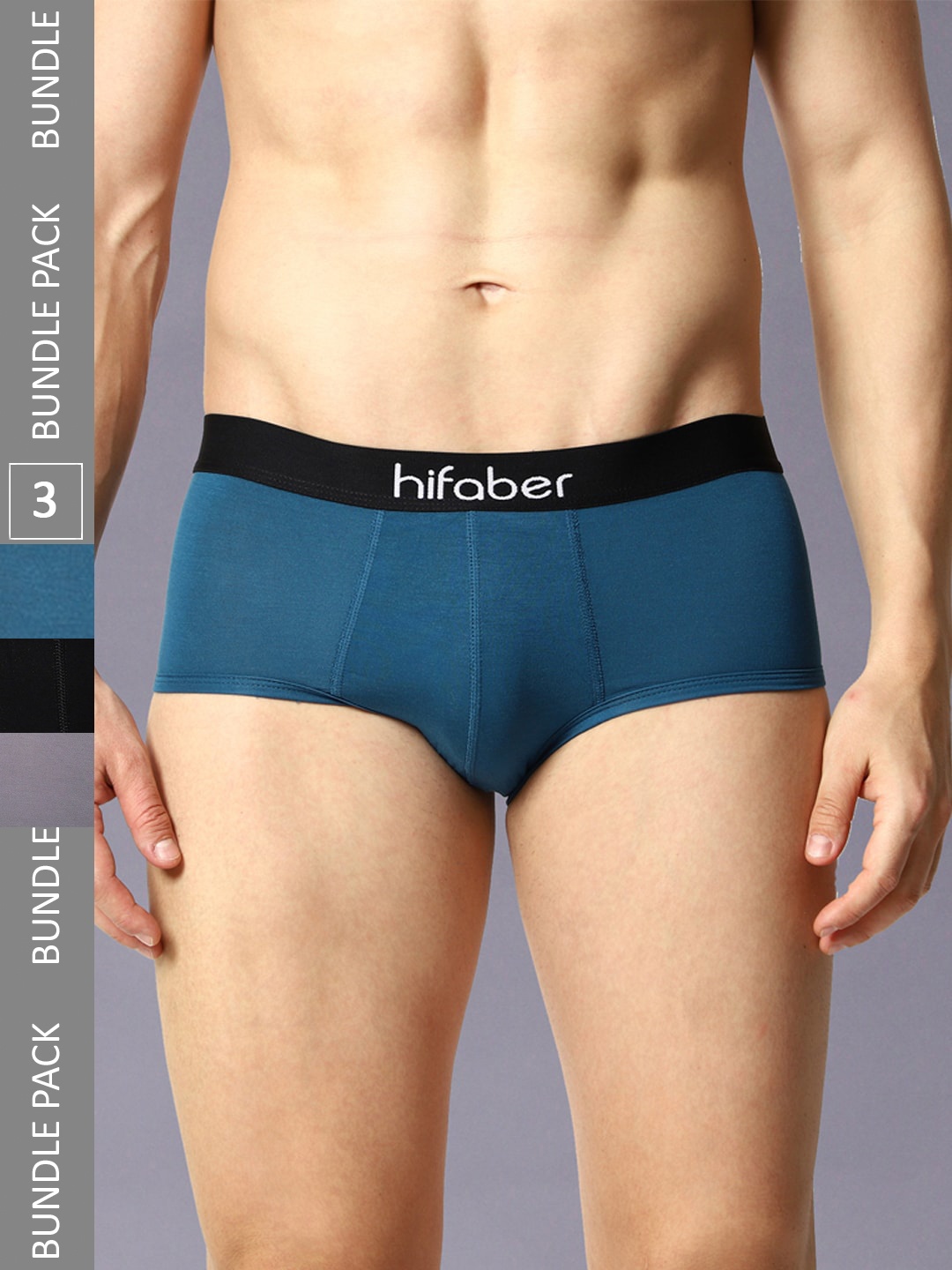

Hifaber Men Pack Of 3 Anti-Bacterial Hipster Briefs, Turquoise blue