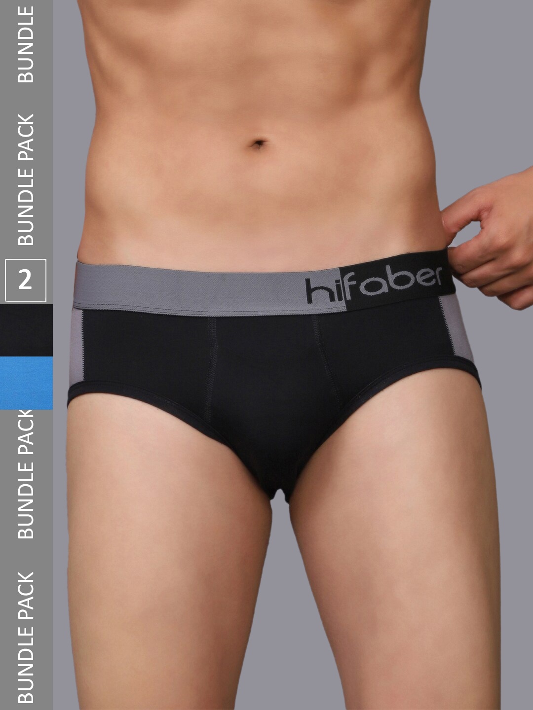 

Hifaber Men Pack Of 2 Anti-Bacterial Hipster Briefs H0674 + H0676_S, Black