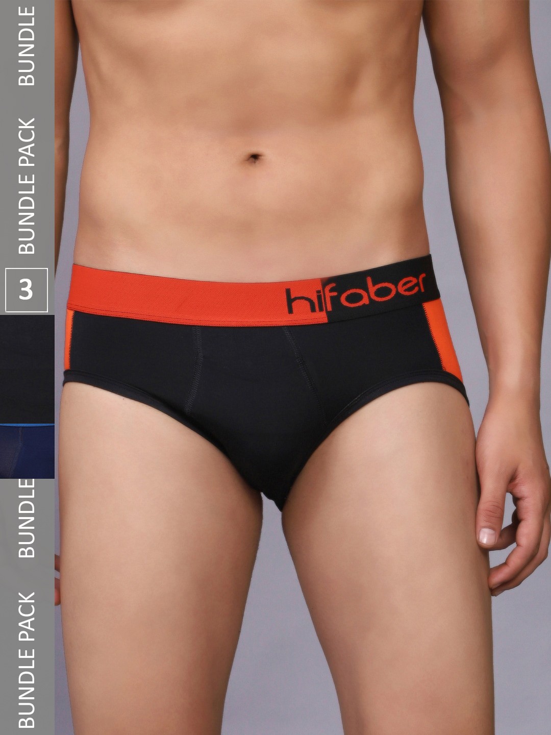 

Hifaber Men Pack Of 3 Anti-Bacterial Hipster Briefs H0672 + H0676 + H0674_S, Orange